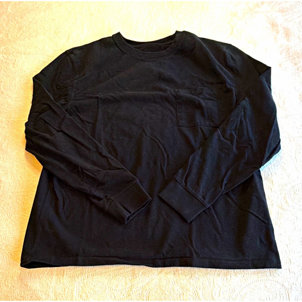 Goodfellow & Co Men’s L Black Solid Knit Crewneck Pullover Sweater Pocket